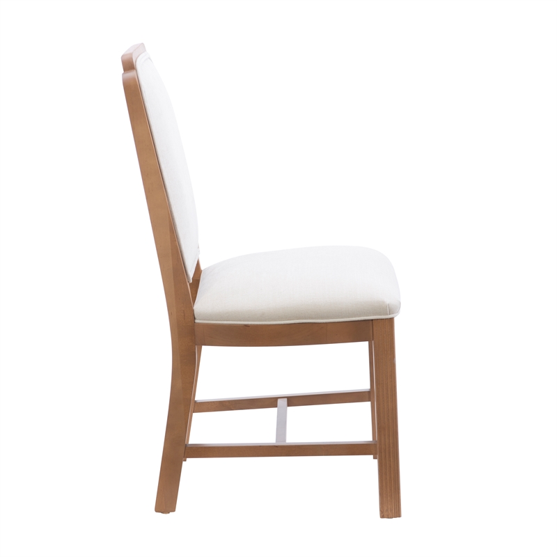 Pemberly Row Solid Beechwood Set of 2 Padded Back and Seat Side Chairs in Brown