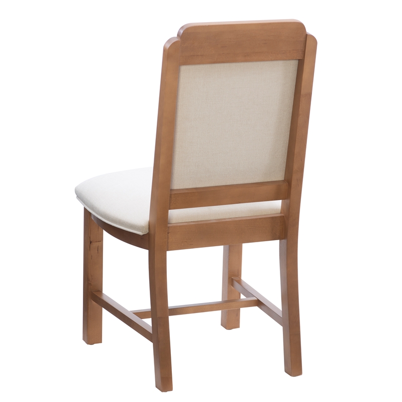 Pemberly Row Solid Beechwood Set of 2 Padded Back and Seat Side Chairs in Brown