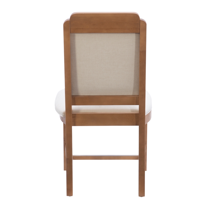 Pemberly Row Solid Beechwood Set of 2 Padded Back and Seat Side Chairs in Brown