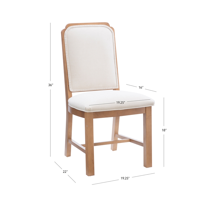 Pemberly Row Solid Beechwood Set of 2 Padded Back and Seat Side Chairs in Brown