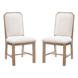 Pemberly Row Solid Beechwood Set of 2 Padded Back and Seat Side Chairs in Brown