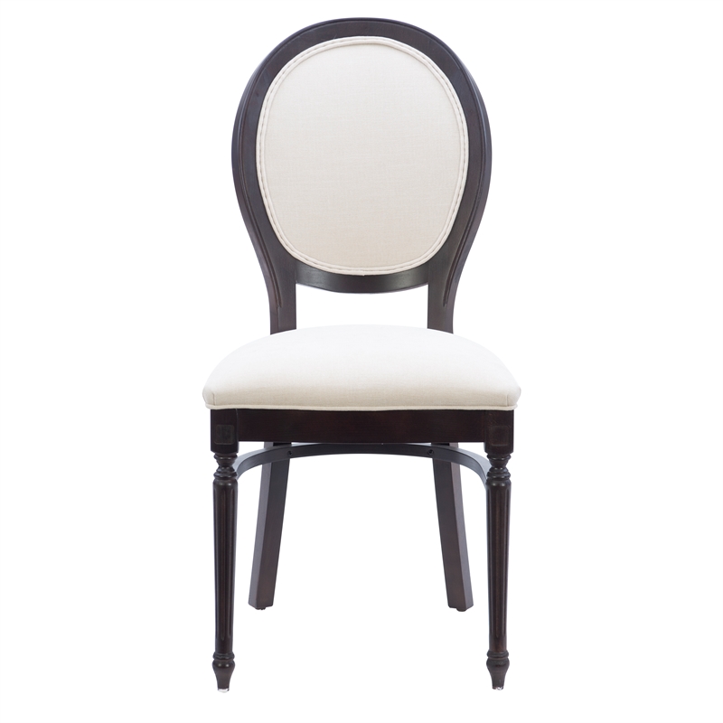 Pemberly Row Beechwood Set of 2 Padded Back and Seat Side Chairs in Dark Brown