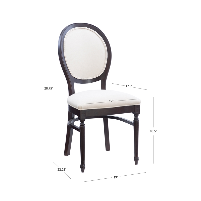 Pemberly Row Beechwood Set of 2 Padded Back and Seat Side Chairs in Dark Brown