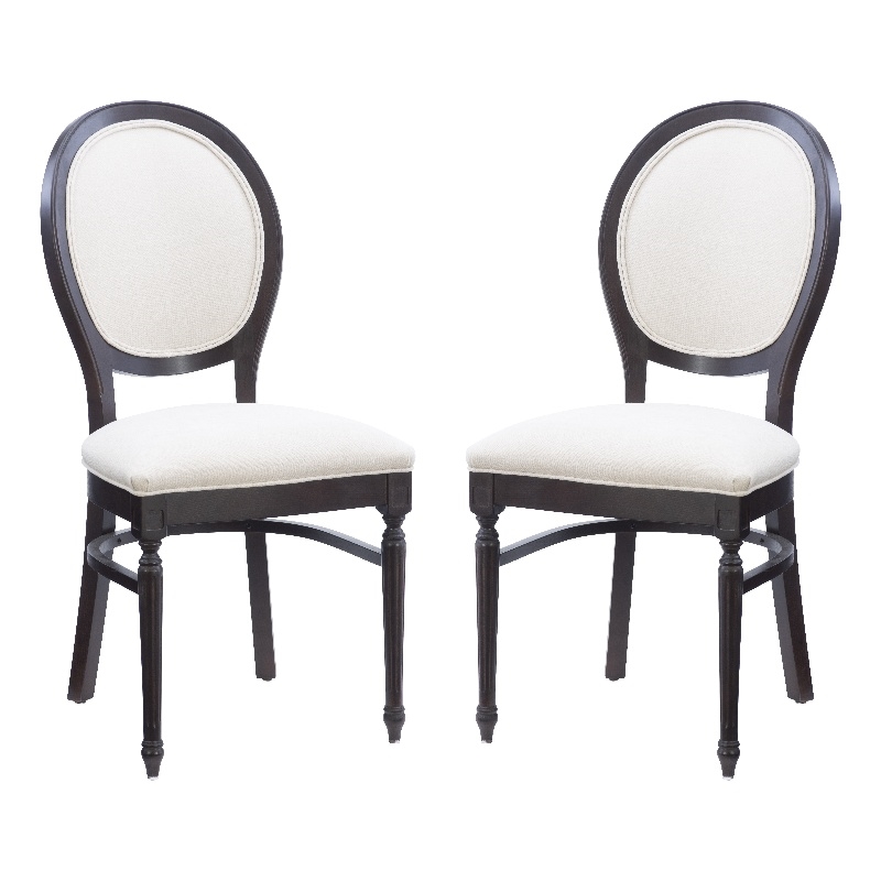 Pemberly Row Beechwood Set of 2 Padded Back and Seat Side Chairs in Dark Brown