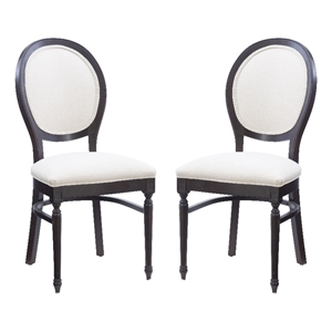 Pemberly Row Beechwood Set of 2 Padded Back and Seat Side Chairs in Dark Brown