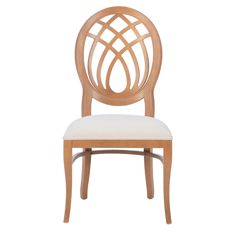 Pemberly Row Beechwood Ornamental Backrest Set of 2 Dining Chairs in Light Brown