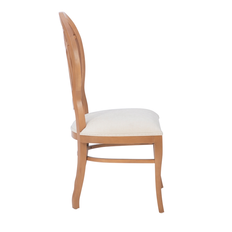Pemberly Row Beechwood Ornamental Backrest Set of 2 Dining Chairs in Light Brown