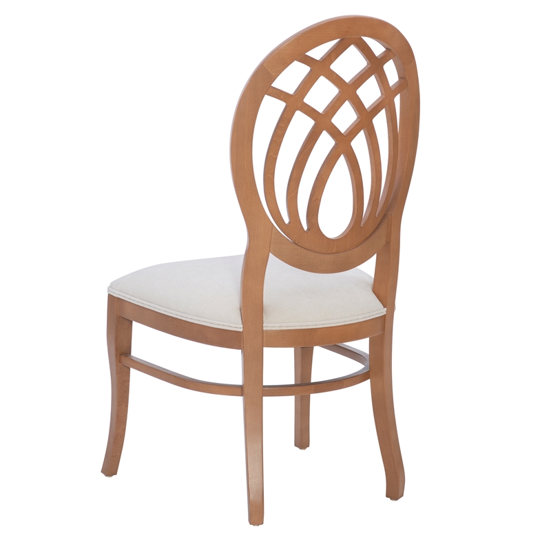 Pemberly Row Beechwood Ornamental Backrest Set of 2 Dining Chairs in Light Brown