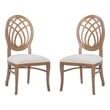 Pemberly Row Beechwood Ornamental Backrest Set of 2 Dining Chairs in Light Brown