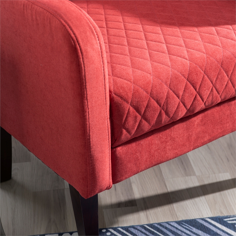 Pemberly Row Upholstered Wingback Accent Chair with Quilted Back & Seat in Rust