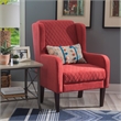 Pemberly Row Upholstered Wingback Accent Chair with Quilted Back & Seat in Rust