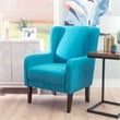 Pemberly Row Upholstered Wingback Accent Chair with Quilted Back & Seat in Teal