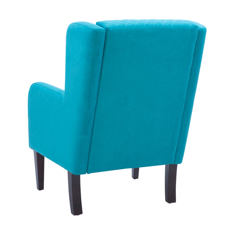 Pemberly Row Upholstered Wingback Accent Chair with Quilted Back & Seat in Teal