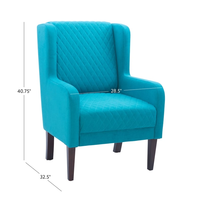 Pemberly Row Upholstered Wingback Accent Chair with Quilted Back & Seat in Teal