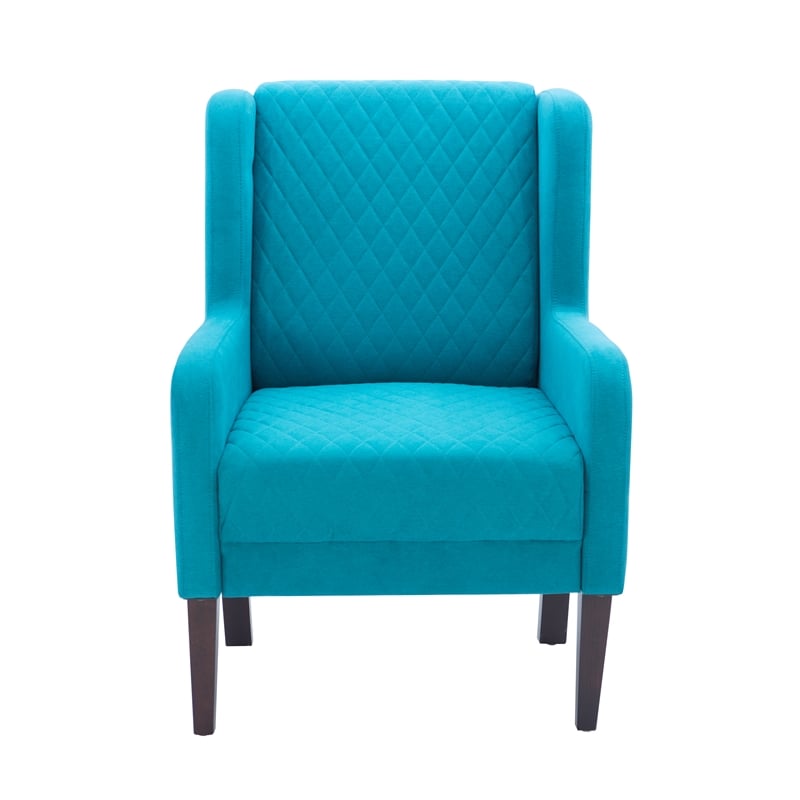 Pemberly Row Upholstered Wingback Accent Chair with Quilted Back & Seat in Teal