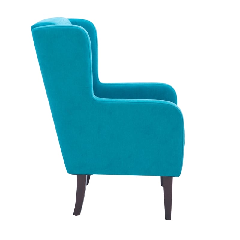 Pemberly Row Upholstered Wingback Accent Chair with Quilted Back & Seat in Teal