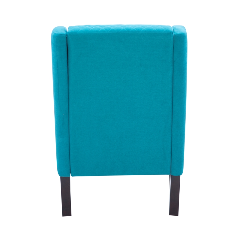 Pemberly Row Upholstered Wingback Accent Chair with Quilted Back & Seat in Teal
