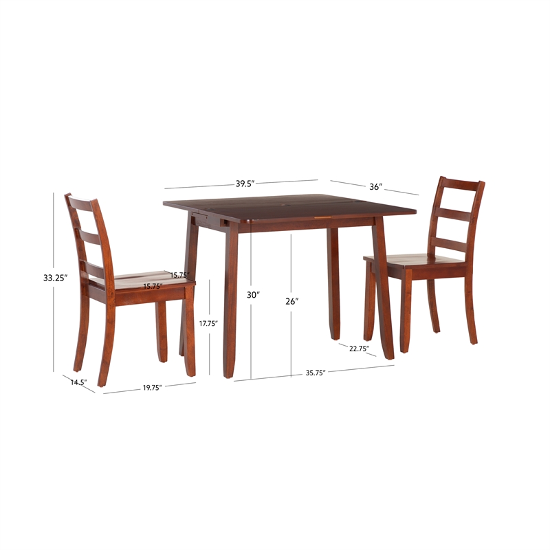 Pemberly Row 3-Piece Modern Wood Dining Set with Storage in Brown Espresso