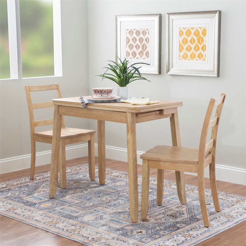 Pemberly Row 3-Piece Modern Wood Dining Set with Storage in Gray Wash