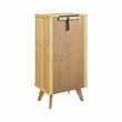 Pemberly Row 5-Drawer Wood & Cane Jewelry Armoire with Flip Top in Natural Brown