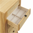 Pemberly Row 5-Drawer Wood & Cane Jewelry Armoire with Flip Top in Natural Brown