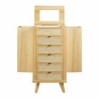 Pemberly Row 5-Drawer Wood & Cane Jewelry Armoire with Flip Top in Natural Brown