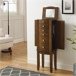 Pemberly Row 6-Drawer Wood Jewelry Armoire with Flip Top in Classic Walnut Brown