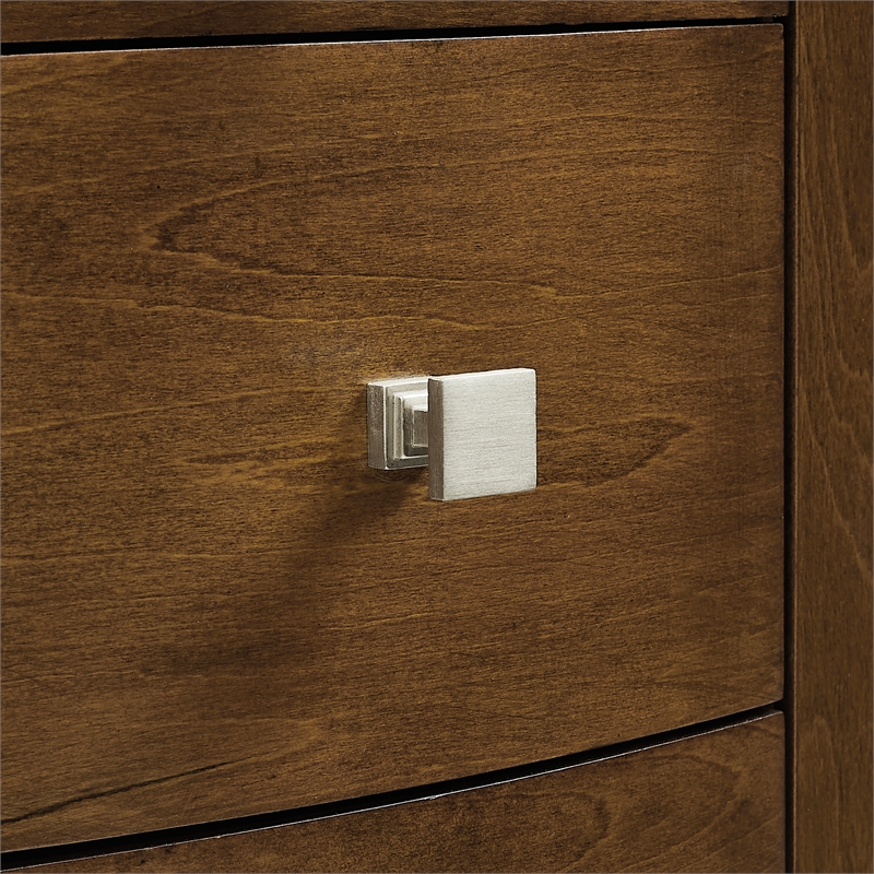Pemberly Row 6-Drawer Wood Jewelry Armoire with Flip Top in Classic Walnut Brown