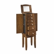 Pemberly Row 6-Drawer Wood Jewelry Armoire with Flip Top in Classic Walnut Brown