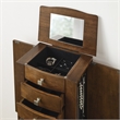 Pemberly Row 6-Drawer Wood Jewelry Armoire with Flip Top in Classic Walnut Brown