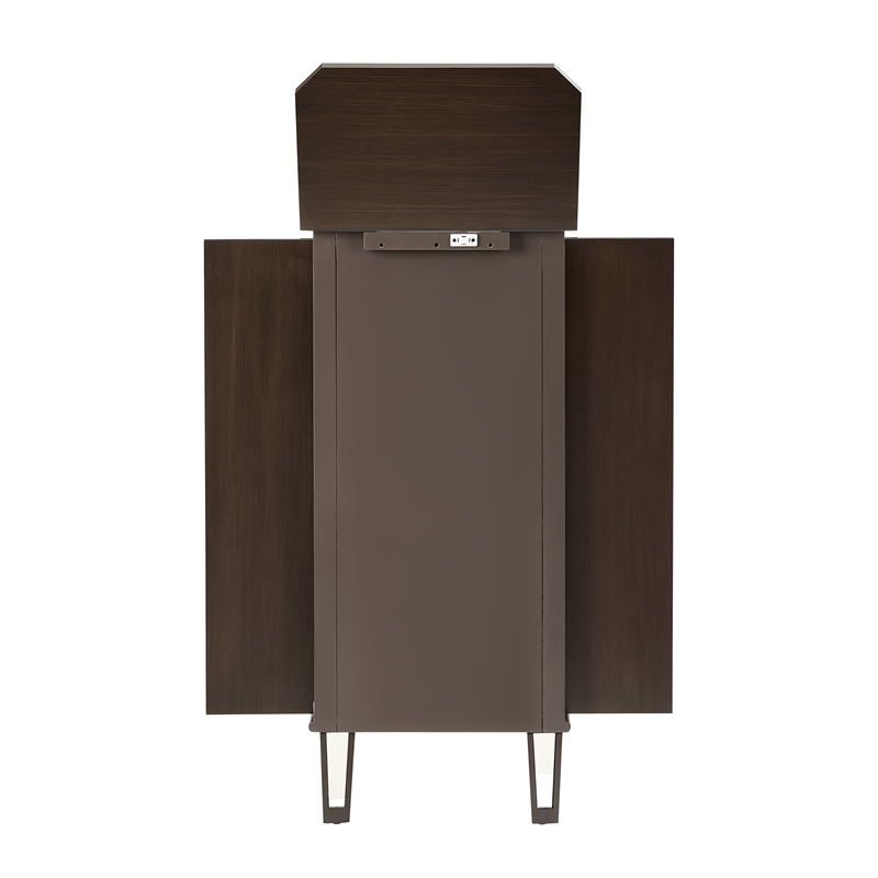 Pemberly Row 6-Drawer Wood Jewelry Armoire with Flip Top in Walnut Brown/Cream