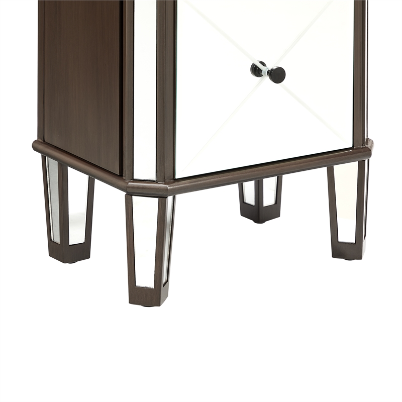 Pemberly Row 6-Drawer Wood Jewelry Armoire with Flip Top in Walnut Brown/Cream