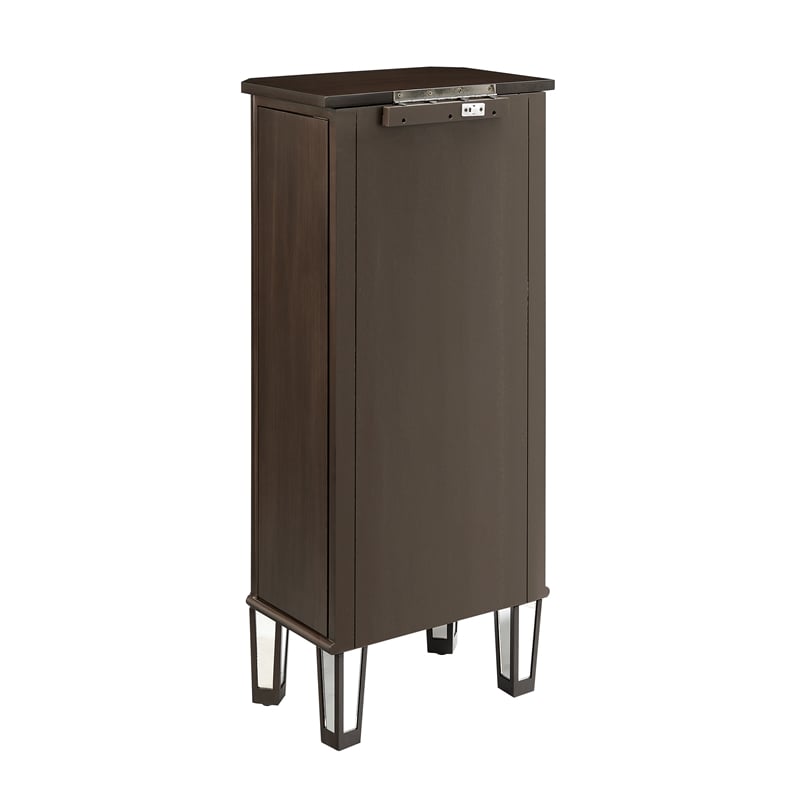 Pemberly Row 6-Drawer Wood Jewelry Armoire with Flip Top in Walnut Brown/Cream