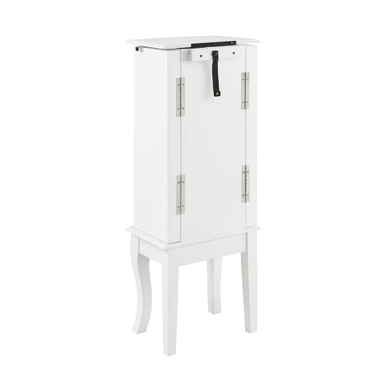 Pemberly Row 4-Drawer Wood Jewelry Armoire with Flip Top in White/Blue