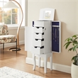 Pemberly Row 4-Drawer Wood Jewelry Armoire with Flip Top in White/Blue