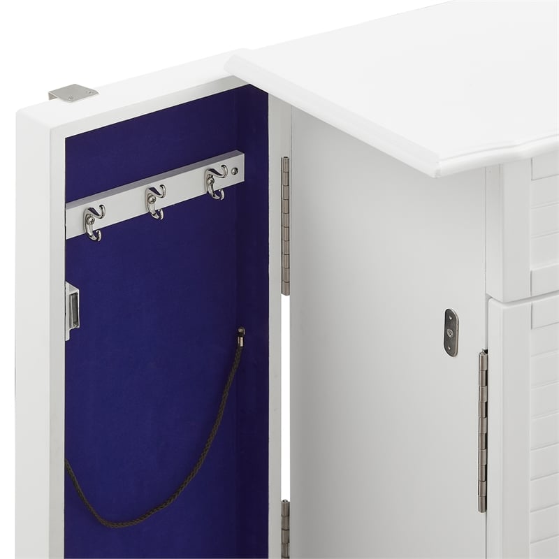 Pemberly Row 4-Drawer Wood Jewelry Armoire with Flip Top in White/Blue