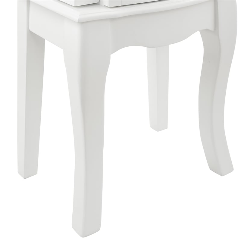 Pemberly Row 4-Drawer Wood Jewelry Armoire with Flip Top in White/Blue