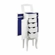 Pemberly Row 4-Drawer Wood Jewelry Armoire with Flip Top in White/Blue