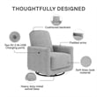 Pemberly Row Swivel Accent Chair with USB Charger in Light Gray Linen