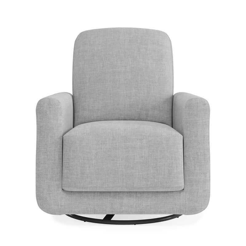 Pemberly Row Swivel Accent Chair with USB Charger in Light Gray Linen