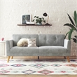 Pemberly Row Contemporary Upholstered 3-Seater Sofa in Light Gray Velvet