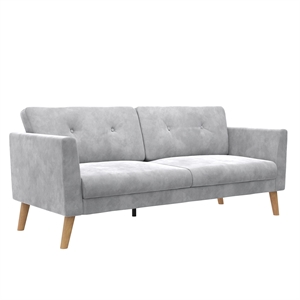 Pemberly Row Contemporary Upholstered 3-Seater Sofa in Light Gray Velvet