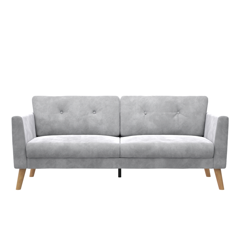 Pemberly Row Contemporary Upholstered 3-Seater Sofa in Light Gray Velvet