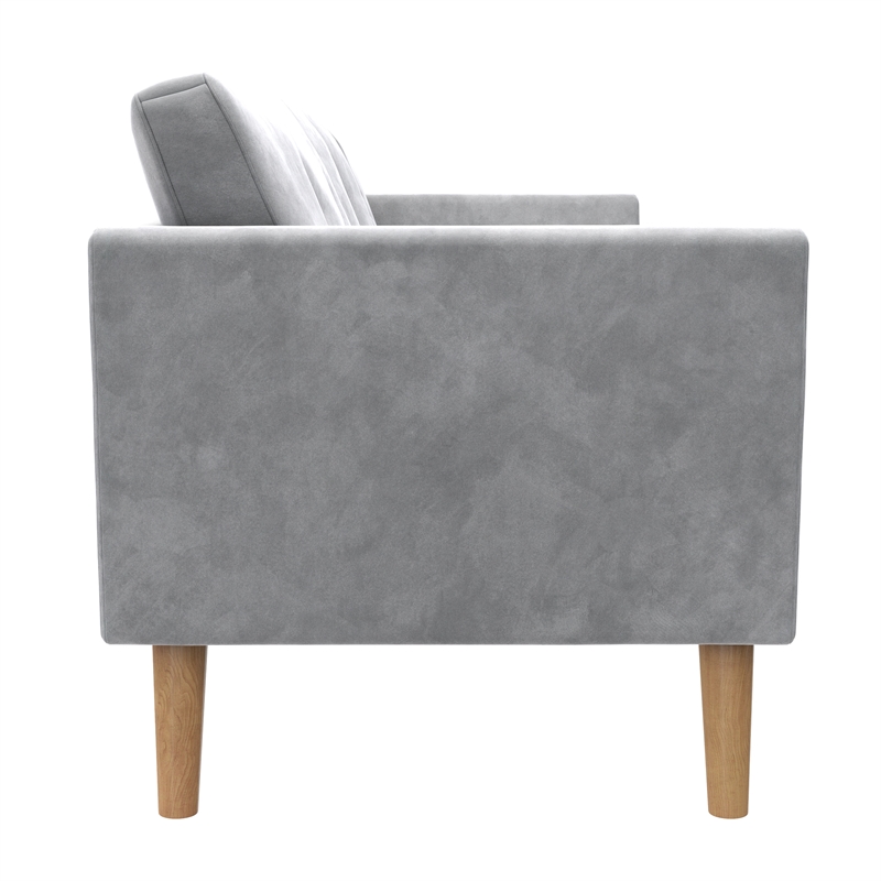 Pemberly Row Contemporary Upholstered 3-Seater Sofa in Light Gray Velvet