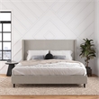 Pemberly Row Upholstered Platform Bed Frame - King in Textured Gray Canvas