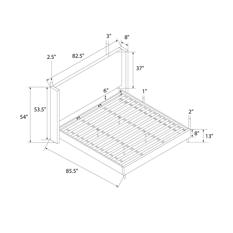 Pemberly Row Upholstered Platform Bed Frame - King in Textured Gray Canvas
