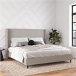 Pemberly Row Upholstered Platform Bed Frame - King in Textured Gray Canvas