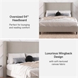 Pemberly Row Upholstered Platform Bed Frame - Queen in Textured Gray Canvas