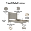 Pemberly Row Upholstered Platform Bed Frame - Queen in Textured Gray Canvas