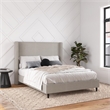 Pemberly Row Upholstered Platform Bed Frame - Queen in Textured Gray Canvas